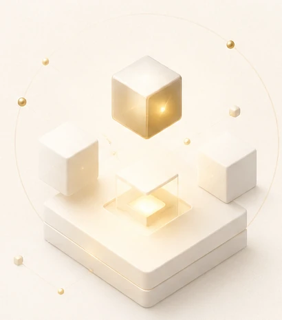Isometric illustration of glowing cubes representing on-demand engineering resources